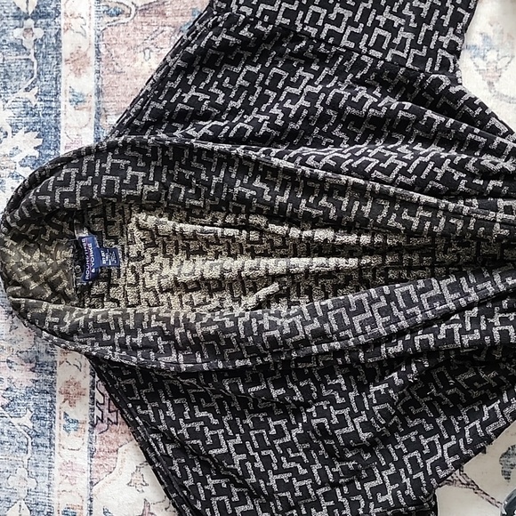 ​Roundtree & Yorke Mens 100% Cotton Plush Labyrinth Print Robe/House Coat 3-4XLT - Picture 3 of 16